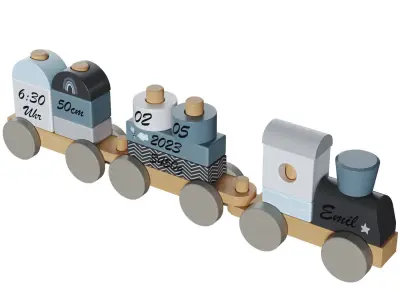Toy wooden train 3D model