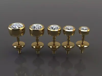 BEZEL STUD DIAMOND EARRING MIX SIZES 3D print model
