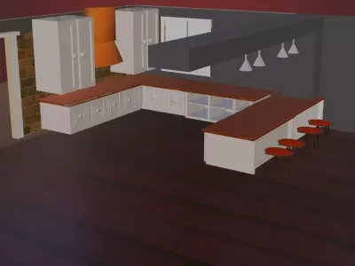 modern kitchen Low-poly 3D model buy