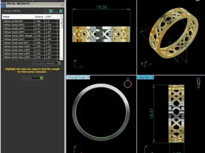 Band 3dm Render Details gold ring with diamonds 3D print model
