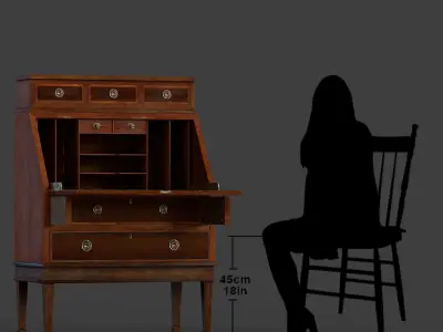 Antique Writers Desk Low-poly 3D model