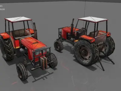 Tractor Low-poly 3D model