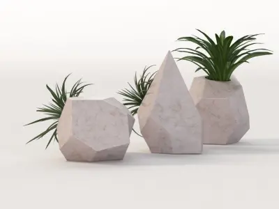 Trio Geometric Planter Center Piece Table Decoration 3D model