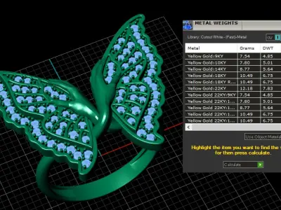 BUTTERFLY DIAMOND RING 3D PRINTABLE MODEL  3D print model