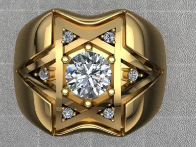 men ring star of David 3D print model