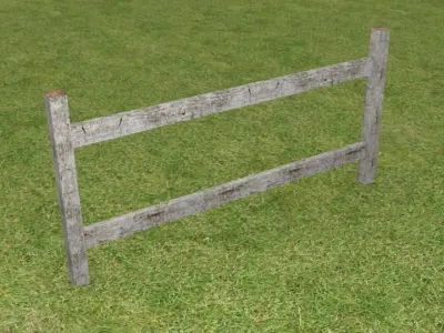 Wooden fence set Free low-poly 3D model