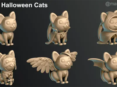 Cats Cute Halloween Decoration 3D print model