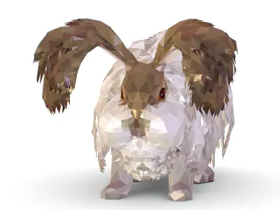 Angora White Rabbit Lowpoly Art Style Low-poly 3D model