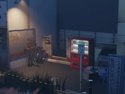 Japanese Train Station Japanese Low-poly 3D model