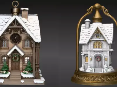 House Lantern Two Model Pack 3 Model Christmas  Print-Ready Low-poly 3D model