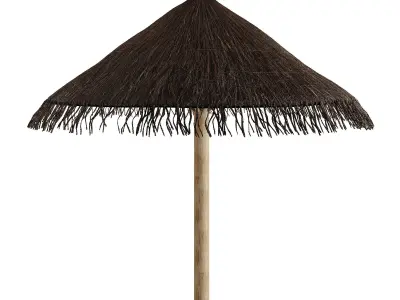 Straw hut beach Low-poly 3D model