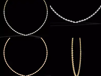 Luxury Diamond Link Chain Necklace CAD Design 3DM STL 3D print model