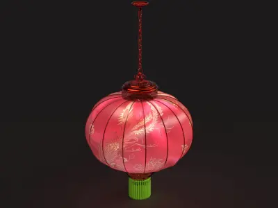Chinese red lantern  Low-poly 3D model 4
