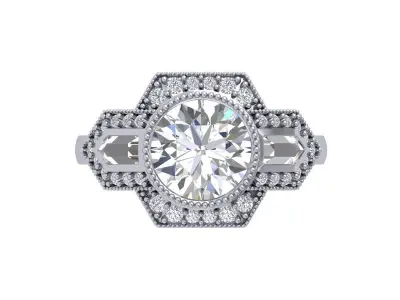 Solitaire Engagement Art Deco Ring 3D print model