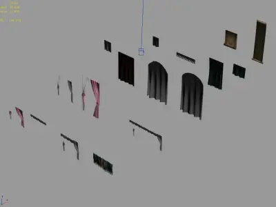 Game Building Decoration - Curtains 3D model