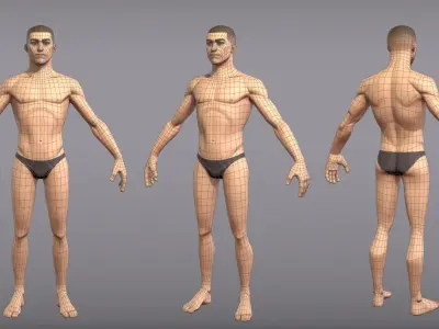 Game ready male character Titus Low-poly 3D model