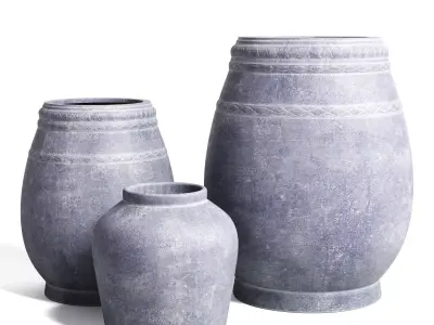 Medium Grey Rustic Farmhouse Concrete Vase Low-poly 3D model