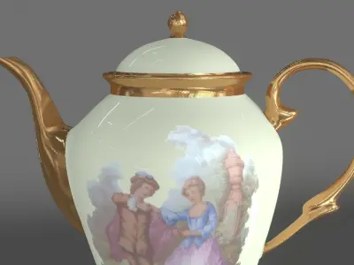 Coffe Pot Porcelain Retro 3D Model 3D model