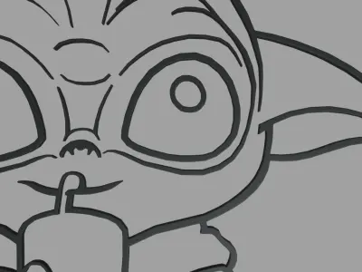 Baby Yoda Wall Silhouette 01 3D print model