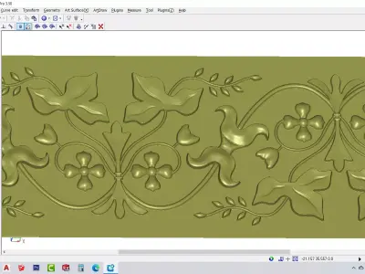 CNC gold-plated sculpted wooden frame pattern 3D model