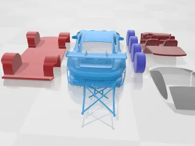 Porsche 911 GT3 RS 2022 - Separate Parts STL Model 3D print model