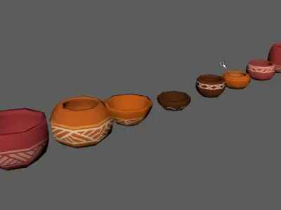 Bowls clay pots 3D model