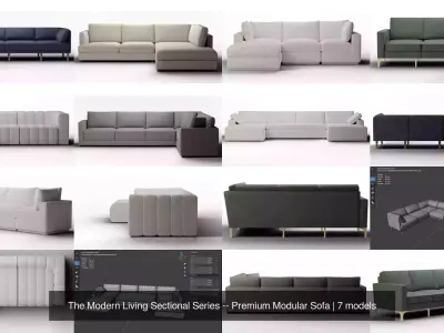 The Modern Living Sectional Series -- Premium Modular Sofa 3D Model Pack