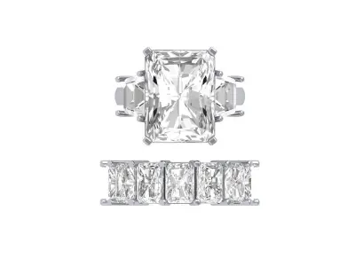 Radiant 3 Stone Bridal set 3D print model