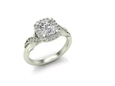 Cushion Shape unique engagement ring 3D print model