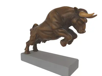 Charging Bull Sculpture Dynamic Bronze-Style Statue 3D print model