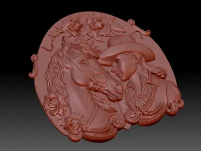 Horse and Woman 3D print model