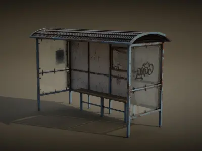 Old Bus Stop Low-poly 3D model