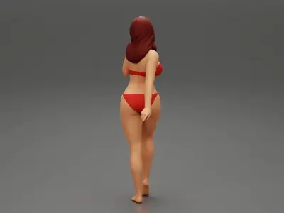 Beautiful Woman In Bikini Posing On Beach 3D print model