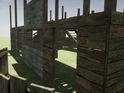 Modular wood Construction pack Low-poly 3D model