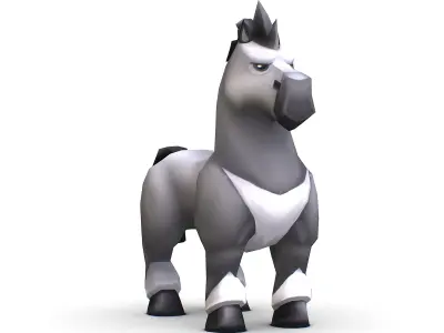 Cartoon Medieval White Horse MMO Animal Low-poly 3D model