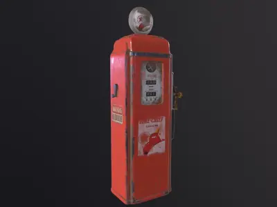 Petrol station Texaco fire chief  Low-poly 3D model