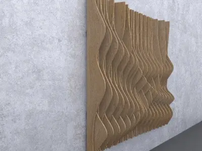 3 Intertwined parametric wooden panels 3D model