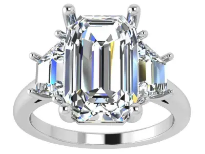 Emerald Diamond Ring 4510 3D print model
