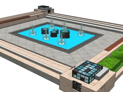 luxury fountain for park sketchup model 3D model