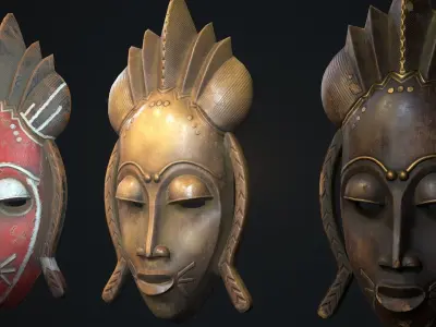 African mask 1 Low-poly 3D model
