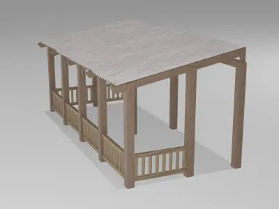 Rustic Lounge Roof - Eternit Style with Wooden Finish Free 3D model