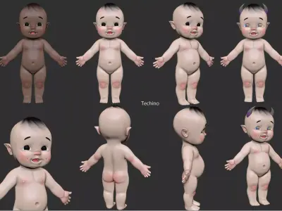 Eyes following Elf baby art toy 3d print 3D print model