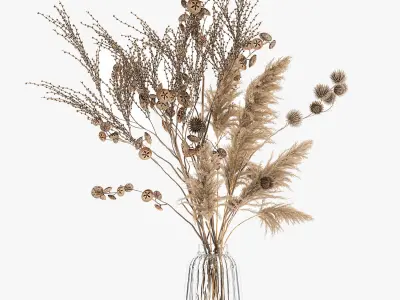 Bouquet of dried flowers in a vase 185 3D model