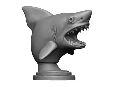 shark head bust 3D print model