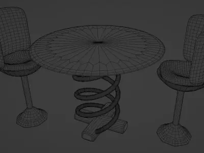 Glass table and chair Free low-poly 3D model