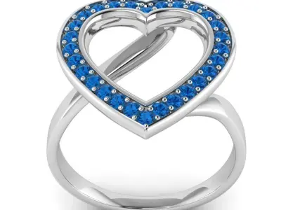 Heart Cluster Halo Ring 3D print model