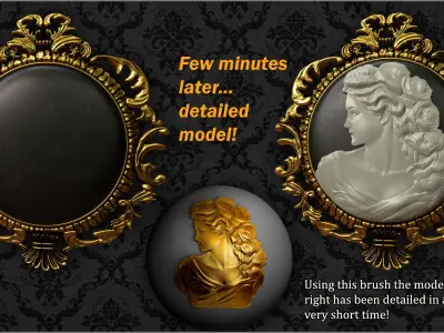 Romantic Era Ornaments Maker 300 ZBrush brushes and 75 alphas Texture