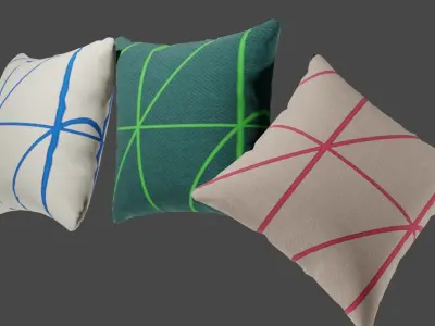 Cushion pillow with stripes Free 3D model