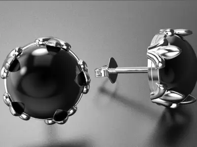 Earrings Studs with floral ornaments Royal lily 3D print model