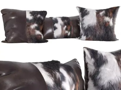 Leather Pillows with Cow Fur 3D model